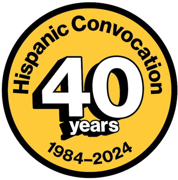 Circle with the wording "Hispanic Convocation - 40 years - 1984 to 2024"